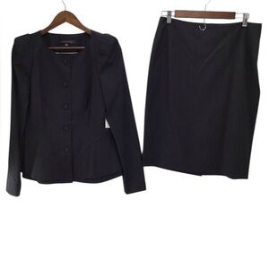 Anne Klein Black Peplum Jacket and Skirt Set